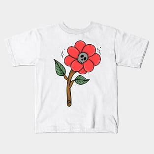 Abstract Flowers Skull Kids T-Shirt